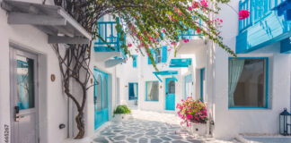 Beautiful architecture with santorini and greece style