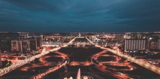 time lapse photography of city lights during night time