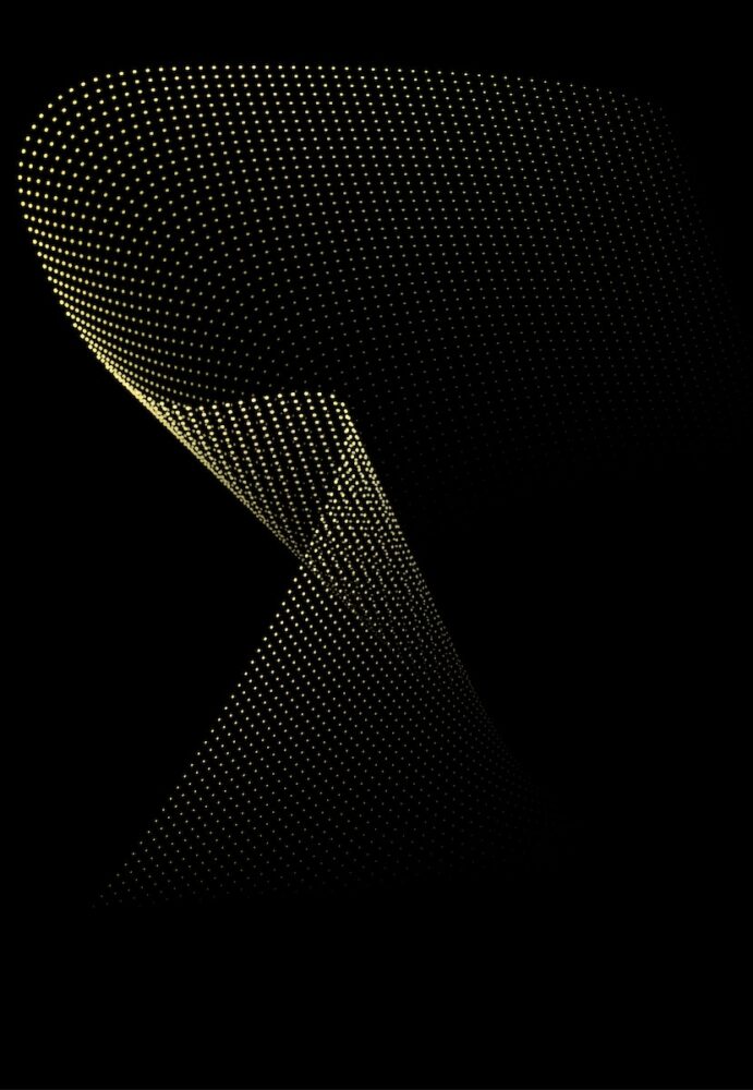 a black background with yellow dots in the shape of a curve