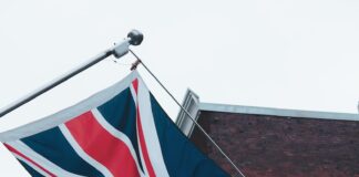 blue white and red star flag