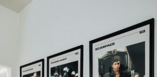 black and white photo frame on white wall