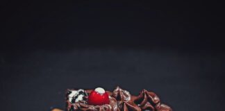 chocolate cake with cherry on top