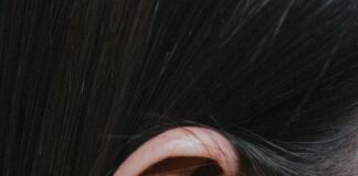 a close up of a person's ear