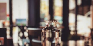 clear drinking glass on table