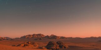 brown sand under blue sky during night time