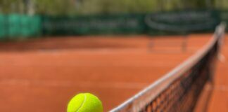 tennis ball on tennis court
