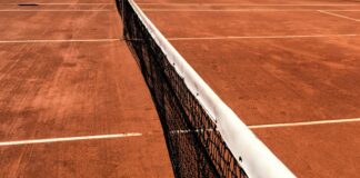 black and white tennis net