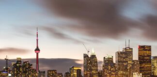 city view during nighttime photography