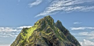 landscape photo of mountain island