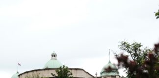 a large building with a clock tower on top of it
