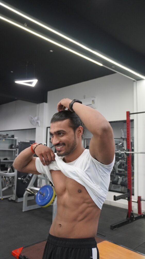 a man lifting weights