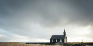church surrounded by grass