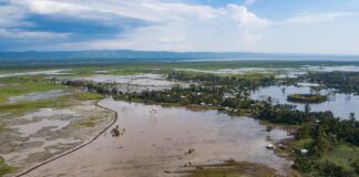 a large body of water surrounded by land