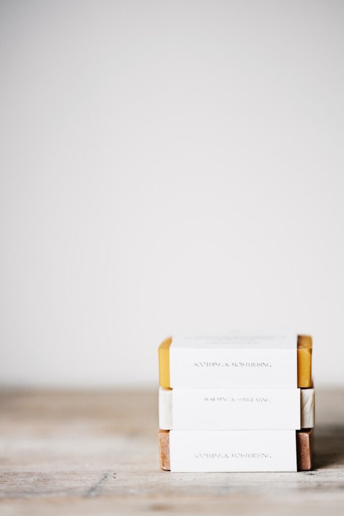 several stack of bar soap on white surface