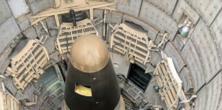An aerial view of a large metal object