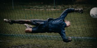 goalie about to catch the ball