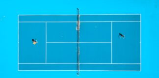 aerial photography of two person playing tennis