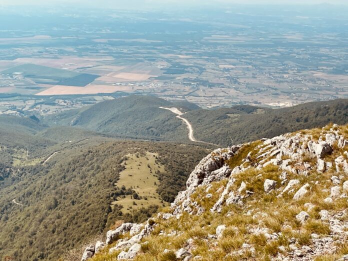 a road going through a valley