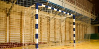 blue and white goal