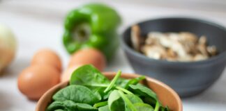 green vegetable on white ceramic bowl