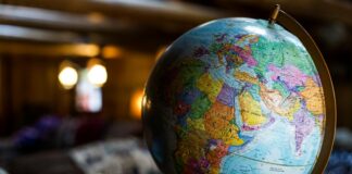 desk globe on table