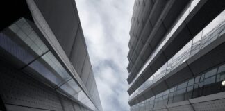 grayscale photo of high rise building