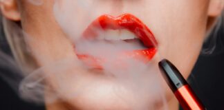 woman with red lipstick and red lipstick