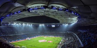 high angel photography of football stadium
