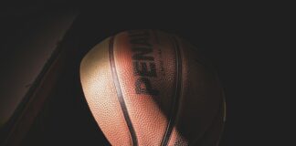 basketball near brown table