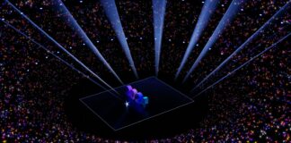 a stage with a lot of lights on it