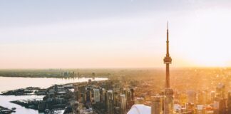 aerial photo of city during golden hour