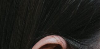 a close up of a person's ear