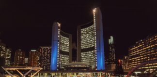 Toronto building with lights