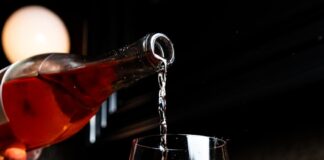 liquor pours in wine glass