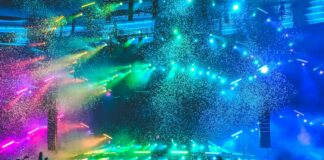 group of people in front of stage