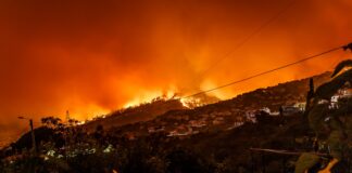 burning building at nighttime