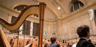 choir in room with turned on lights