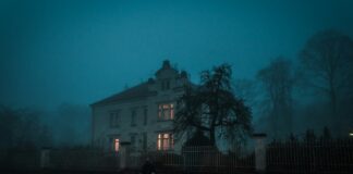 person walking towards house