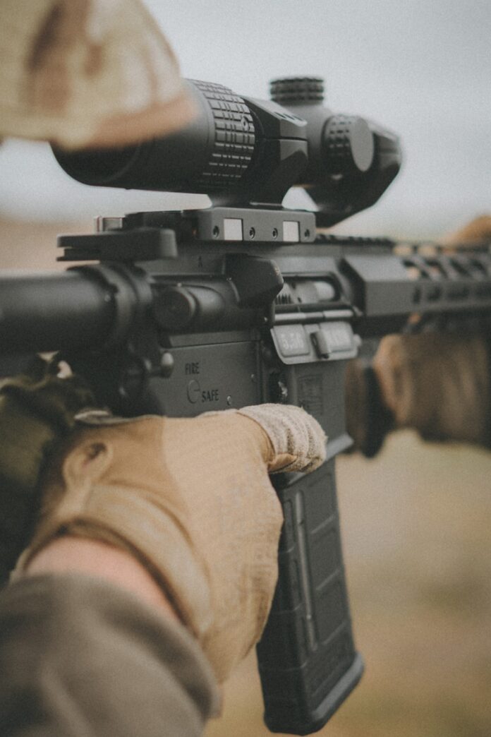 a person holding a gun