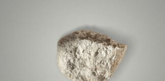 a rock is shown on a gray background