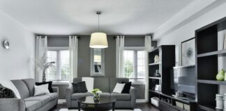 gray and white living room set