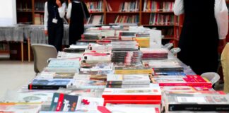 a table full of books