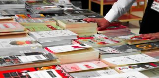 a table full of books