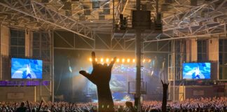 a large crowd of people watching a concert