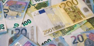 20 euro bill on white printer paper