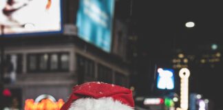 Santa Claus standing near buildings