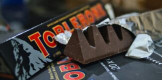 chocolate bar on black box