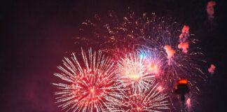 selective focus photography of fireworks display at night