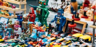 assorted-colored toys on table