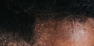 mans face in close up